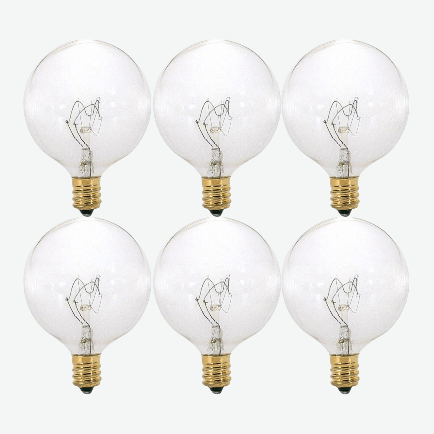 Foundation™ 40-Watt Full Spectrum Incandescent Dimmable Light Bulb - 2700K Soft White, E12 Candelabra Base, Globe - 6-Pack