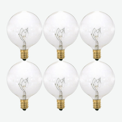 Foundation™ 40-Watt Full Spectrum Incandescent Dimmable Light Bulb - 2700K Soft White, E12 Candelabra Base, Globe - 6-Pack