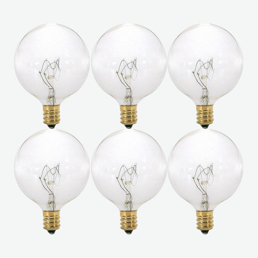 Foundation™ 40-Watt Full Spectrum Incandescent Dimmable Light Bulb - 2700K Soft White, E12 Candelabra Base, Globe - 6-Pack