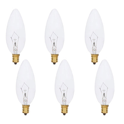 Foundation™ 40-Watt Full Spectrum Incandescent Dimmable Light Bulb - 2700K Soft White, E12 Candelabra Base, Torpedo - 6-Pack