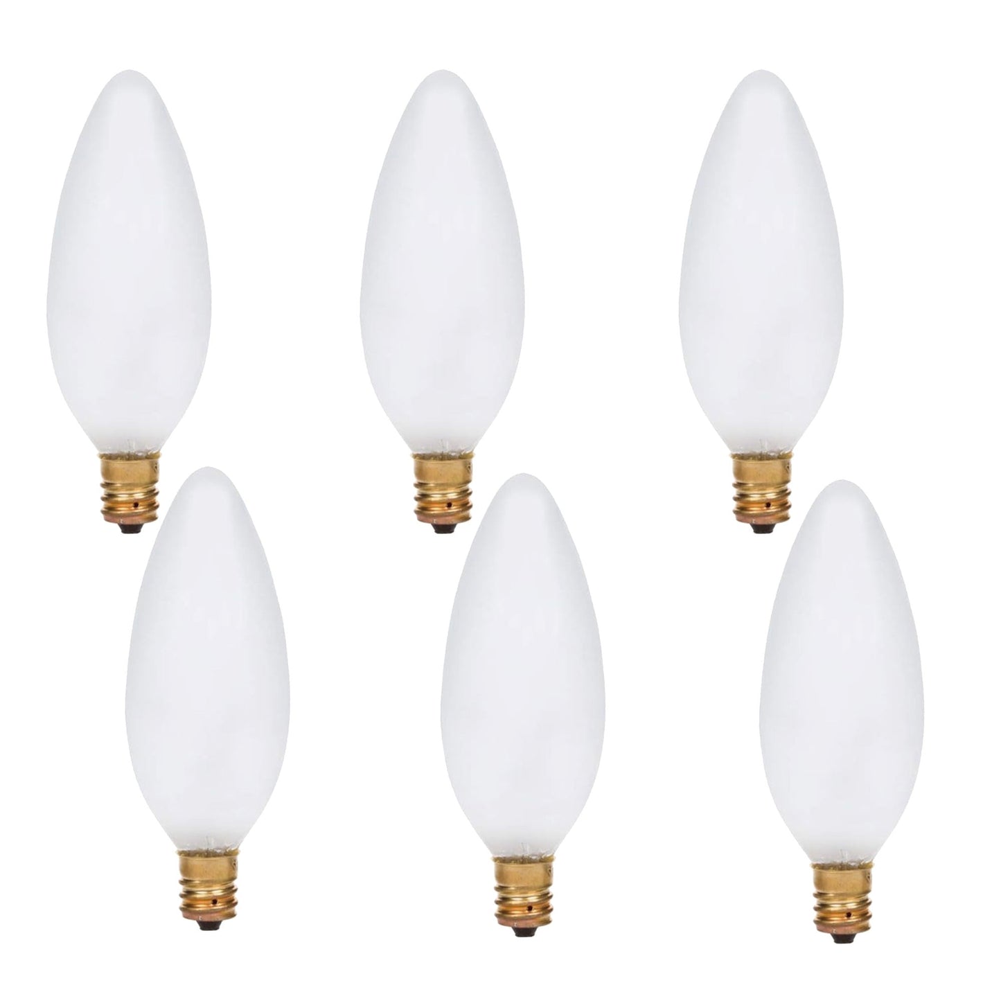 Foundation™ 40-Watt Full Spectrum Incandescent Dimmable Light Bulb - 2700K Soft White, E12 Candelabra Base, Torpedo - 6-Pack