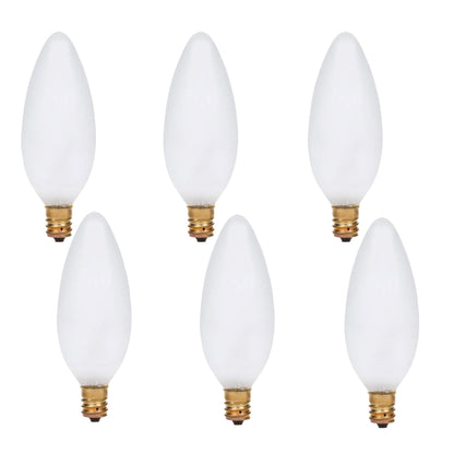 Foundation™ 40-Watt Full Spectrum Incandescent Dimmable Light Bulb - 2700K Soft White, E12 Candelabra Base, Torpedo - 6-Pack